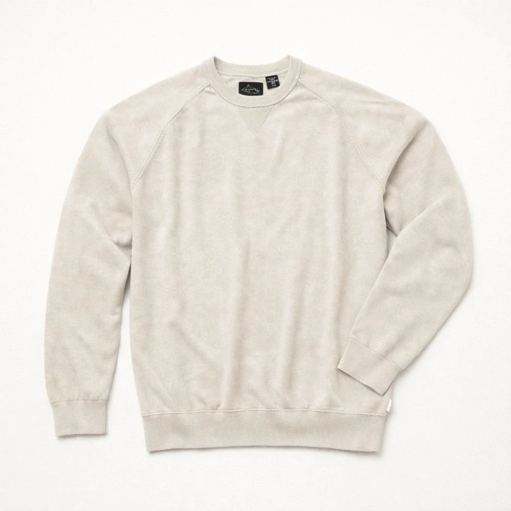 Greg Norman Golf Pullover Sweater Beige Neutral Crewneck Mens L Quiet Luxury